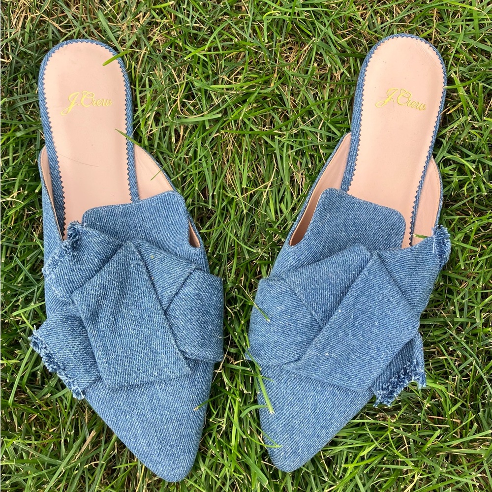 J. Crew Women's Denim Bow Mules